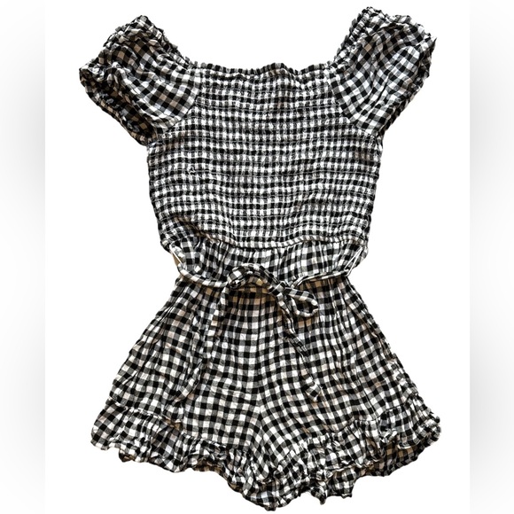 KOHL'S SO Brand Girls Romper Size L 10-12 Gingham‎ check plaid Boho Summer - Picture 1 of 8
